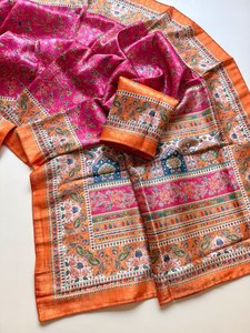 Sari Tradicional de Seda Dola Pura con Jacquard y Elegante Impresión Digital UHD - Product Image 2