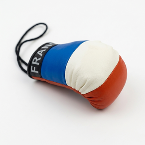 Mini-gant de boxe en cuir PU imprimé numériquement avec motif drapeau français, ornement promotionnel pour voiture, porte-clés, ornement de rétroviseur - Product Image 4