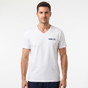 T-shirt en coton à col en V pour homme avec logo personnalisé, coupe classique, respirant, manches courtes, vêtement décontracté uni - Product Image 4