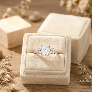 Bague de fiançailles vintage en or massif 10K 14K 18K avec diamant de laboratoire ovale ou rond, certifié IGI, couleur DEF, clarté VS VVS - Product Image 4
