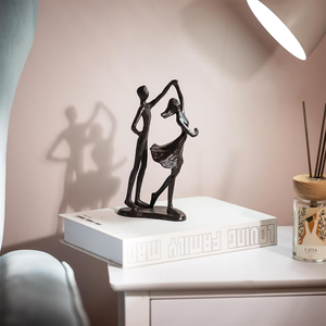 Sculpture artisanale en bronze noir de couple dansant, figurine élégante et romantique, statue artistique en métal pour la décoration de la maison ou du bureau - Product Image 5