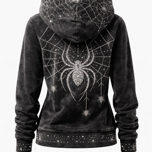 Wholesale Custom Premium Winter Autumn Printed <b>Sequined</b> Spider Hoodie with Rhinestones-OEM Supplier for Womens Fashion - Product Image 2
