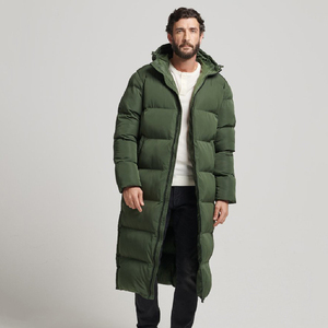 Muzamin Apparel Plus Size Men's Eco-Friendly Breathable 100% Polyester <b>Lightweight</b> Hooded <b>Long</b> Casual Winter Puffer <b>Coat</b> - Product Image 5