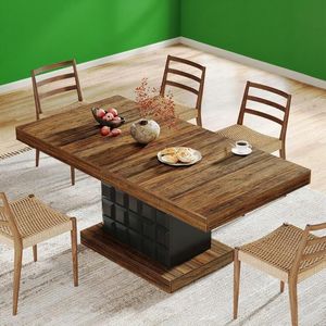 63 Wood Rectangular Dining <b>Table</b> <b>Brown</b> and Black for 4-6 People - Product Image 3