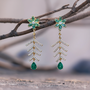 Green Crystal Embellished Long Earrings - Product Image 3