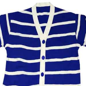 ZPB Women’s Winter Wool Striped Cardigan Sweater Contrast Color Crew Neck Button-Up Anti-Shrink Sorority & Fraternity Style - Product Image 2