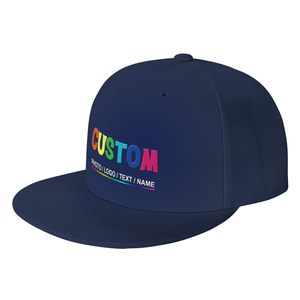 Gorra Snapback Personalizada de 6 Paneles, Azul Marino, Logotipo Bordado Arcoíris en el Panel Frontal, Ajustable, Unisex, de Hilo de Algodón - Product Image 2