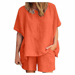 New Latest Fashion Casual Wear Women's T Shirt and Shorts <b>Sets</b> Plain Solid Color Ladies Summer Women 2 Piece <b>Set</b> Customized - Product Image 5
