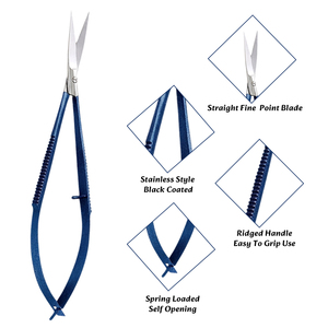 Ciseaux à sourcils professionnels bleu roi personnalisés, ciseaux à sourcils à ressort, ciseaux à sourcils ODM à marque privée - Product Image 3