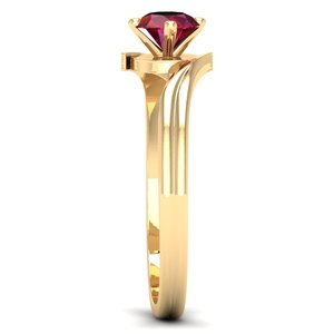 แหวนเพชรพลอยทับทิมทรงกลมเจียระไนแบบบริลเลียนต์ 0.5 กะรัต ทองคำแท้ 14K ยี่ห้อ REYES สินค้าขายดี แหวนหมั้นแบบโซลิแทร์ เครื่องประดับชั้นดีสุดพิเศษ - Product Image 3