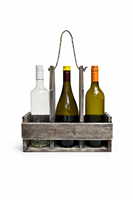 Estante para 3 Botellas de Vino de Madera de Albizia, Diseño Moderno y Minimalista, Hecho a Mano, Ecológico, Mueble para el Hogar Gubuk Bali con Asa de Cuerda