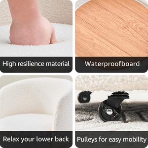 Poggiapiedi Contenitore Rotondo in Velluto Bianco con Ruote, Sgabello da Toeletta e Poggiapiedi Stile Teddy di Teddyy Velvet - Product Image 5