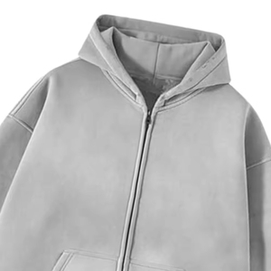 Sudadera con capucha gris lavada bordada para hombre, OEM ODM, de invierno, estilo urbano oversize, de algodón 100% de peso pesado, con hombros caídos, estilo vintage. - Product Image 3