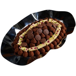 Plateau à chocolat en métal poli de qualité supérieure, plateau de service décoratif moderne pour chocolat, présentoir à desserts pour les fêtes - Product Image 1