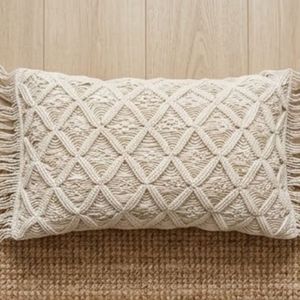 Housse de coussin rectangulaire à motif géométrique crocheté à la main, style bohème, coton biologique, décoration d'intérieur, taie d'oreiller - Product Image 4
