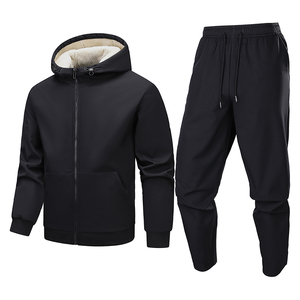 Survêtement à capuche noir pour homme, coupe-vent, en polyester écologique, pour entraînement de football en club, survêtement d'hiver pour homme - Product Image 2