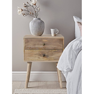 โต๊ะข้างเตียงไม้โอ๊คสไตล์นอร์ดิกมินิมอล ดีไซน์แบบโบราณสไตล์ฟาร์มเฮาส์ สำหรับวิลล่า เฟอร์นิเจอร์ห้องนอนไม้ - Product Image 1
