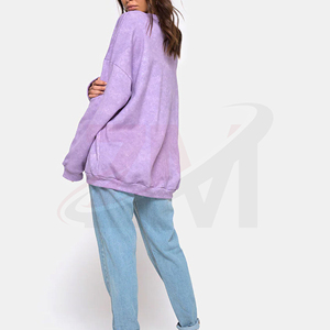 Sudadera de mujer con lavado ácido, estilo vintage premium, cuello redondo, top informal de moda para uso diario, hombros caídos, ropa casual de otoño - Product Image 2