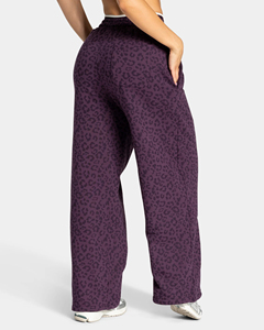 100% Cotton Burgundy Leopard Print <b>line</b> Piping contrast Women's oversized hoodie <b>pant</b> tracksuit set two piece women tracksuit - Product Image 6