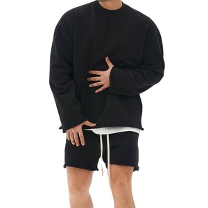 2025 Unisex Casual Heavyweight Cotton Men's 2-Piece Track Suit Custom Hoodie Sweatshorts <b>Set</b> - Product Image 1