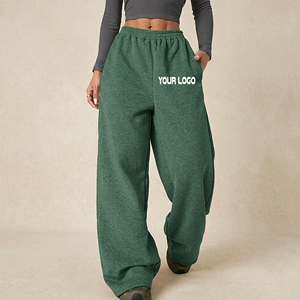 Pantalones Deportivos de Invierno de Alta Calidad para Mujer, de Poliéster/Algodón, Transpirables, con Cintura Elástica de Encaje, Corte Ancho Regular, con Logotipo Personalizado - Product Image 1