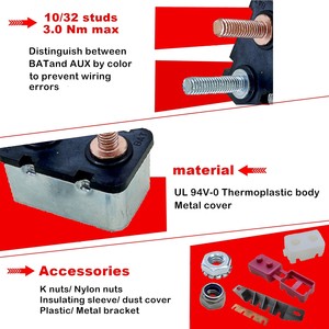 Disjoncteurs de style Shortstop 10/32 à réinitialisation automatique avec couvercle en plastique 3-50A 12VDC pour usage industriel/domestique, marine et automobile - Product Image 5