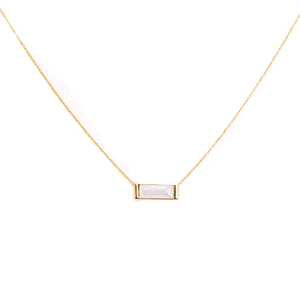 Collar Minimalista con Colgante de Diamante Cultivado en Laboratorio con Corte Baguette, Collar con Colgante de Oro Sólido de 18K, Joyería Delicada, Regalo para Mujer por Aniversario - Product Image 1