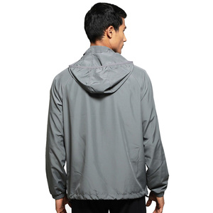 OEM Men's <b>Lightweight</b> Hooded Windbreaker <b>Jacket</b> Full-Zip Raglan <b>Running</b> Outdoor Sports Skin Coat Wholesale Custom Logo Bulk - Product Image 3