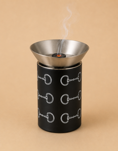Brûleur d'encens Bakhoor noir moderne sur piédestal, support de censer en acier inoxydable, coupe Mabkhara décorative - Product Image 1