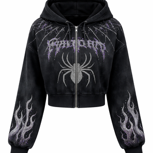 Wholesale Custom Premium Winter Autumn Printed <b>Sequined</b> Spider Hoodie with Rhinestones-OEM Supplier for Womens Fashion - Product Image 1