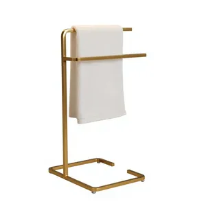 Towel Stand for Bathroom & Kitchen <b>Freestanding</b> Double <b>Bar</b> Hand Towel Holder Rust Resistant Metal Towel Rack - Product Image 1