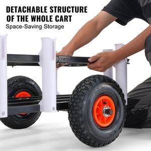 Carrello da Pesca da Spiaggia con Capacità di Carico di 90 kg, Ruote Grandi da 11 Pollici, Pneumatici in Gomma, Portacanne Resistenti per Pesca Marina - Product Image 5