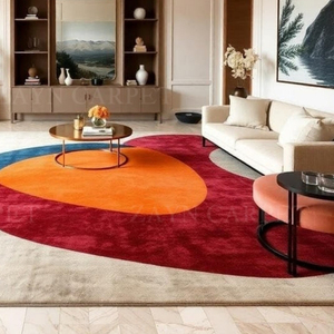 Tapis décoratif de luxe, design abstrait à blocs de couleur, en laine, tapis naturel d'intérieur, décoration de la maison, meilleur prix, tapis abstrait moderne aux couleurs vives - Product Image 2