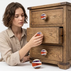 Resin Wood Modern Round Cabinet Knob Eco-Friendly Easy Installation for Kitchen Drawer Handle - Product Image 2