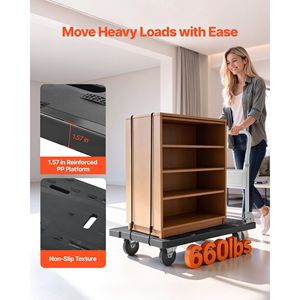 Carrello Pieghevole con Capacità di 300 kg, Ruote Girevoli da 8 Pollici, Carrello a Piattaforma Portatile con Piattaforma di Movimentazione - Product Image 2