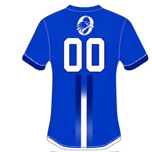 Camiseta Deportiva Azul Rey y Blanca de Manga Corta con Cuello Redondo y Número Impreso, Uniforme Deportivo para Entrenamiento y Equipo de Béisbol - Product Image 2