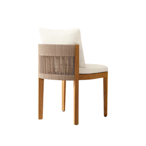 Durable Teak Wood Outdoor Dining Chair Woven Rope Panel Comfort Cushion Durable Weather Resistant for Hotel Villa Furniture - Product Image 2