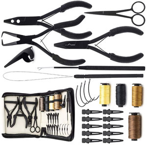 Professional Stainless Steel Hair Extension Tools <b>Kit</b> Including Extension Pliers <b>Weaving</b> Thread Parting Section Clips - Product Image 2