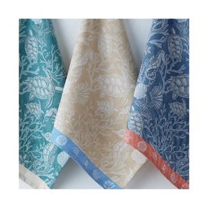 100% Natural Cotton <b>Kitchen</b> Jacquard Turquoise Turtle Printed Classic Dish <b>Cloth</b> Absorbent Lint-free Machine Household Towels - Product Image 1