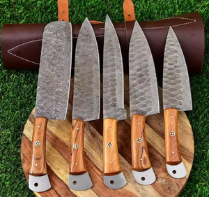LEGACY BLADES Juego de Cuchillos de Cocina Profesionales de Acero de Damasco, Mango de Madera, 5 Piezas, Hechos a Mano, Cuchillos de Chef Afilados, Ambidiestros, para el Hogar - Product Image 2
