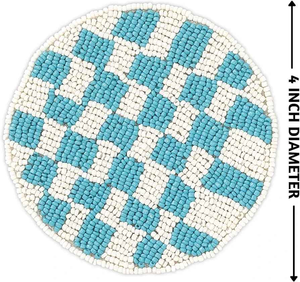 Juego de posavasos redondos con bordado de cuentas, hecho a mano, con motivo de cabeza de toro, dorado y negro, estilo vaquero occidental, decoración de mesa, base para bebidas - Product Image 3