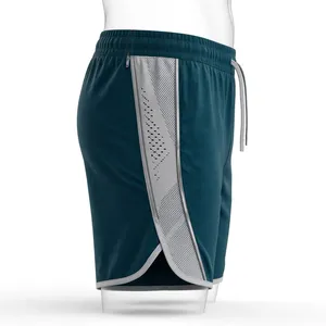 <b>Men's</b> Teal Gray Corduroy Breathable Quick Dry Casual Sport <b>Bermuda</b> <b>Shorts</b> with Drawstring Closure Custom Logo - Product Image 4