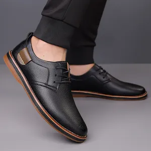 Chaussures habillées en cuir véritable pour hommes, style Oxford Brogue à lacets, chaussures décontractées italiennes de luxe, mocassins et loafers grandes tailles - Product Image 2