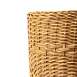 Rattan <b>Storage</b> <b>Basket</b> With Lid Tall Cylinder Shape Eco Friendly Laundry <b>Basket</b> Wholesale Bulk OEM Supplier Home Organizer - Product Image 3