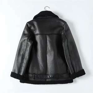 Veste moto en cuir PU pour femme, col montant, manches longues, fermeture éclair, couleur unie, veste de motard, hiver, coupe-vent, fausse fourrure épaisse - Product Image 4