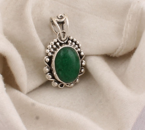 Vintage Natural Green Jade Pendant 925 Sterling Silver Wholesale High Quality Handmade Silver Jewelry for Anniversary - Product Image 2