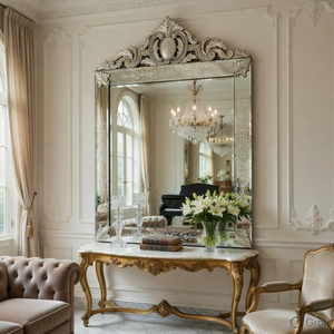 Miroir mural baroque vénitien de luxe | Miroir décoratif en verre de style antique avec cadre orné pour la décoration intérieure de la pièce, de l'hôtel et de la maison - Product Image 2