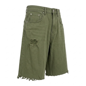 Shorts en jean vintage pour hommes, coupe bootcut, taille mi-haute, boutonnés, séchage rapide, style streetwear décontracté, vente en gros pour l'été - Product Image 3