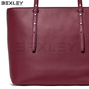 Bolsos de Mano de Cuero Tejido con Logotipo Personalizado, Duraderos, Modernos, Color Borgoña, con Asas Largas y Delgadas, Elegantes para Uso Diario - Product Image 5