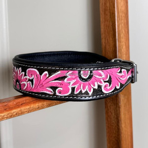 Hand Tooled Leather <b>Dog</b> <b>Collar</b> Pink Sunflower Genuine Cow Leather Small Medium Large <b>Dog</b> <b>Collars</b> Durable Comfortable <b>Dog</b> <b>Collars</b> - Product Image 2